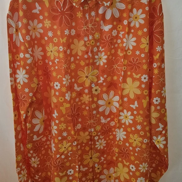 Floral Orange Button-Up Shirt - Picture 1 of 1